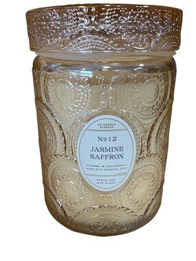 Leoben No 12 Jasmine Saffron Glass Candle 18 Oz 1 Wick Vegan Soy Wax Blend NEW